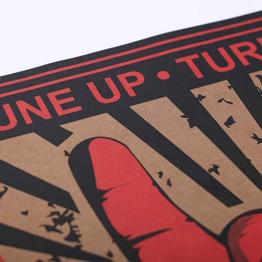 Плакат постер на крафтовой бумаге Rock Tune Up Turn Loud рок-н-ролл