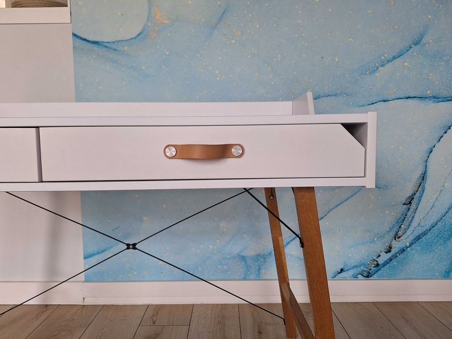 Biurko Bellamy Lotta 120x60 biały mat/dąb