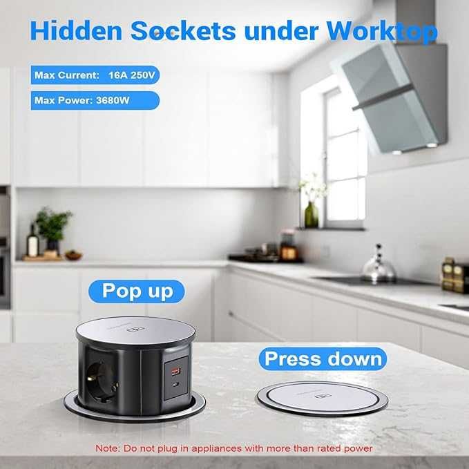 Wysuwana listwa zasilająca z USB C PD20W