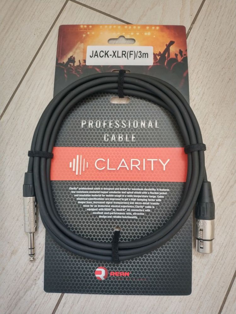 Кабель 1/4 jack - XLR мама - Clarity JACK-XLR(F)/3m, 3 метра