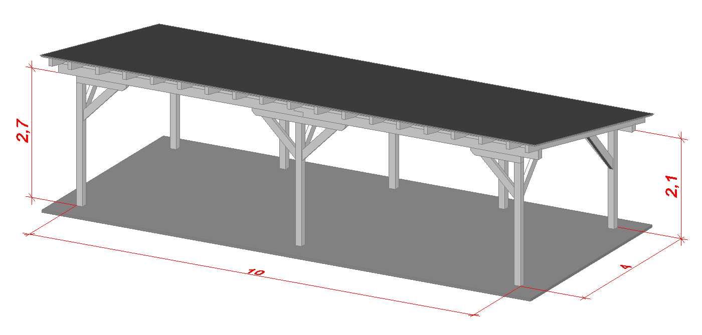 Projekt wiaty dwuspadowej 4 x 5