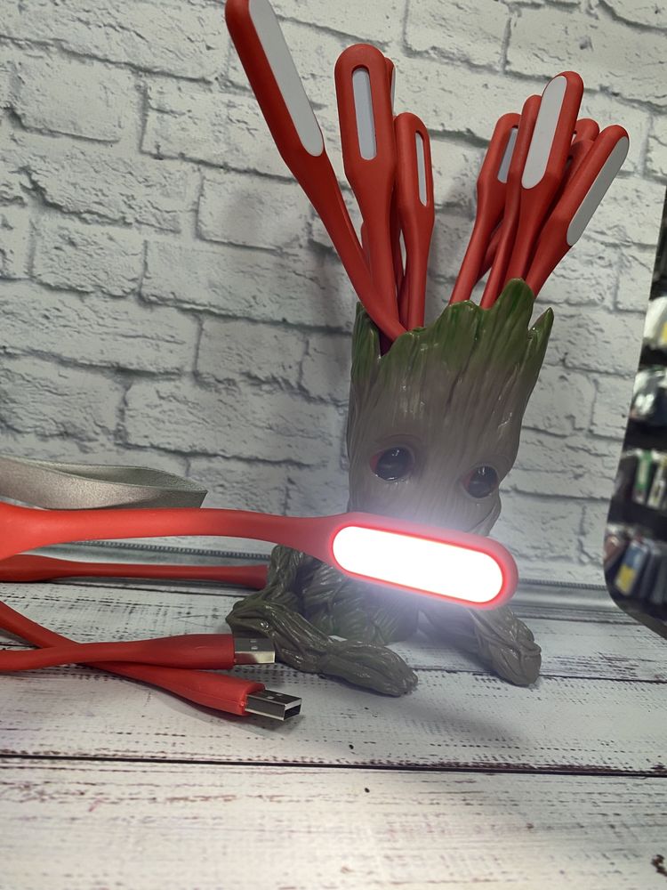 Лед лампа юсб працює від павербанка ноутбука led lamp usb червона