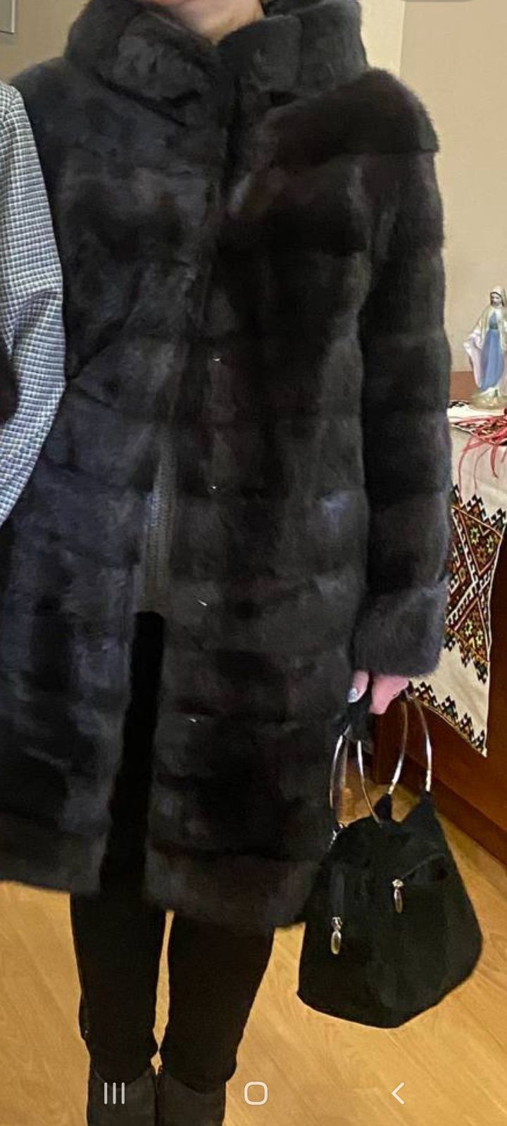 Шуба, натуральна, норкова, з капюшоном