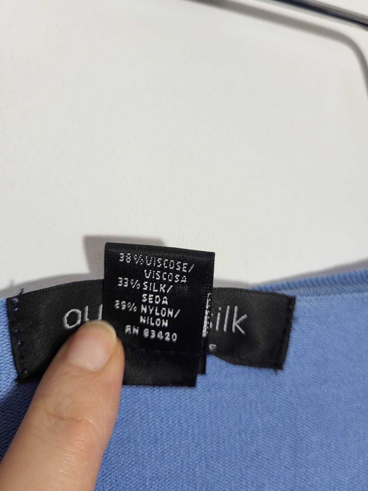 Błękitny niebieski jedwabny sweter silk XL 42 premium quality jedwab