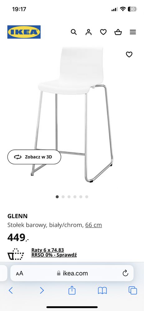 Stołki barowe Ikea Glenn