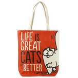 Torba Bawełniana Kot Simona Czerwona Life is great Cats are better