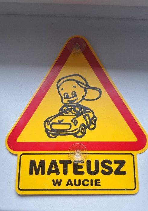 Znak do auta z imieniem Mateusz