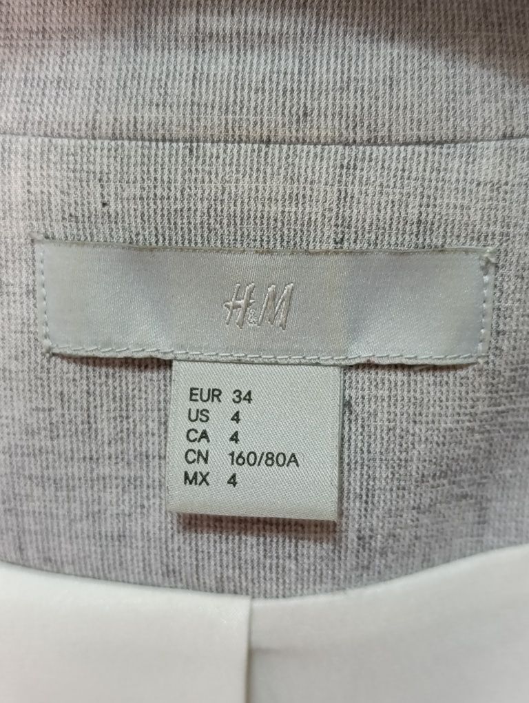 Marynarka, żakiet, marszczone rękawy, taliowany, H&M, rozm. 34
