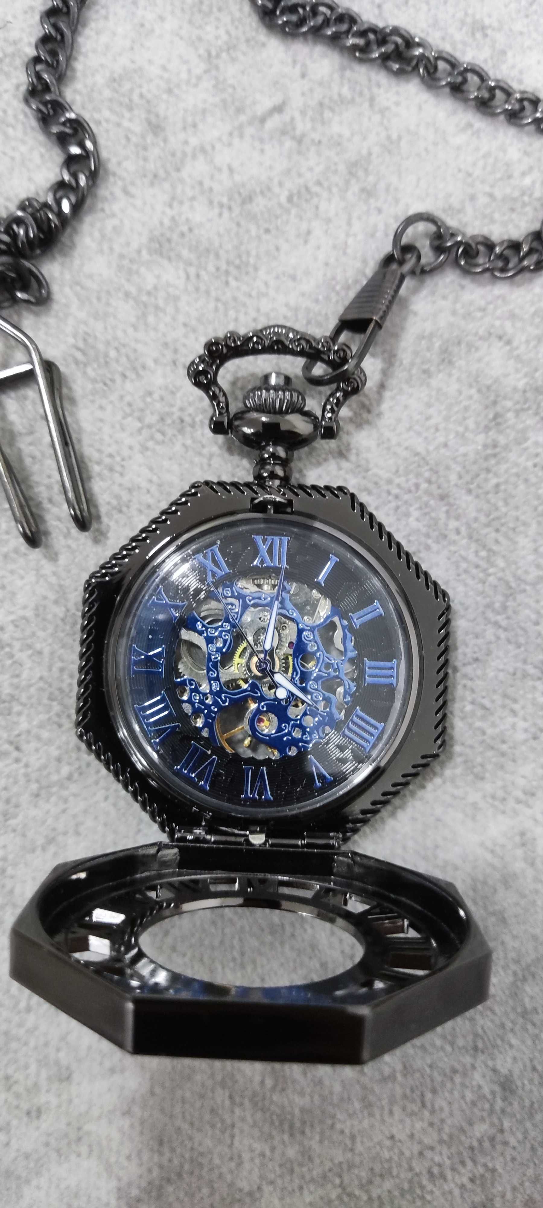 Relógio de Bolso Esqueleto Steampunk Hexagonal Azulão – Vintage