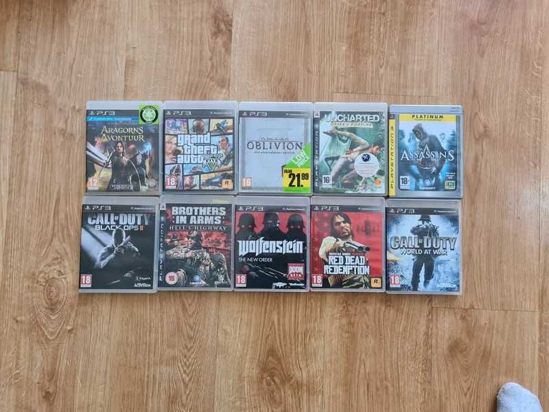 Playstation 3 zestaw super 10 gier Gta 5 wolfenstein oblivion bdb ps3