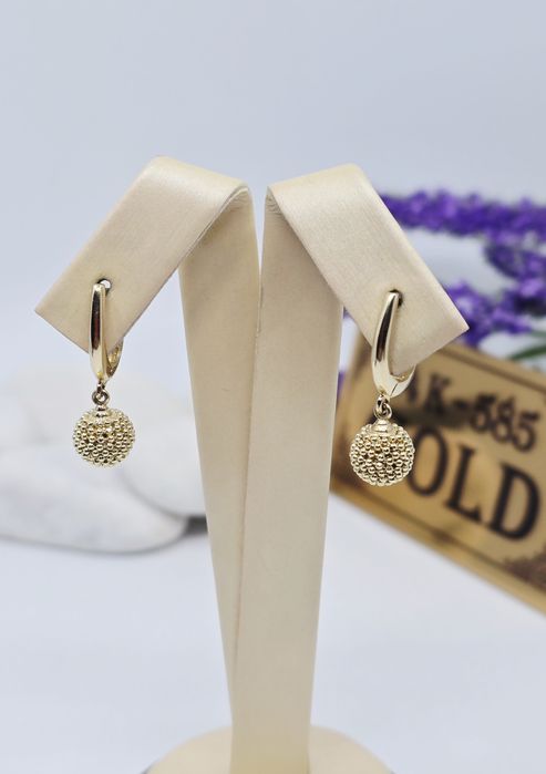 Złote kolczyki angielskie zapięcie próba 585 14k