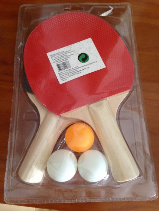 Raquetes, ping pong, com 3 bolas, novos, na embalagem original