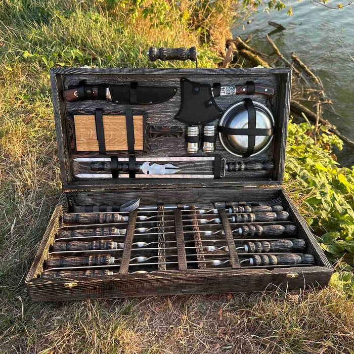 Премиум подарки на праздники - Набор шампуров в кейсе, подарок мужчине