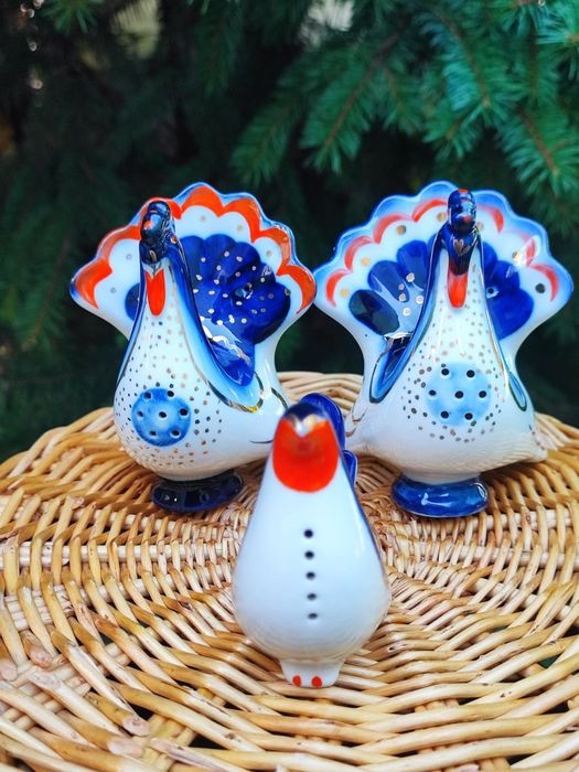 Porcelana LFZ ( ЛФЗ) ZSRR solniczki Indyk, kura