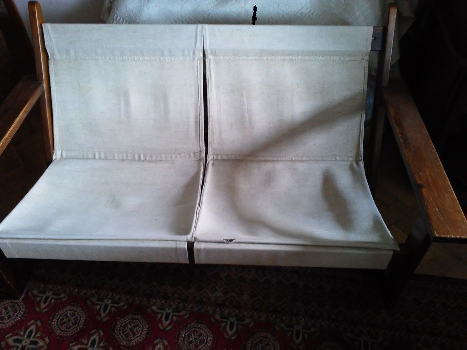 sofa 2os + fotel- KONTIKI komplet PRL;