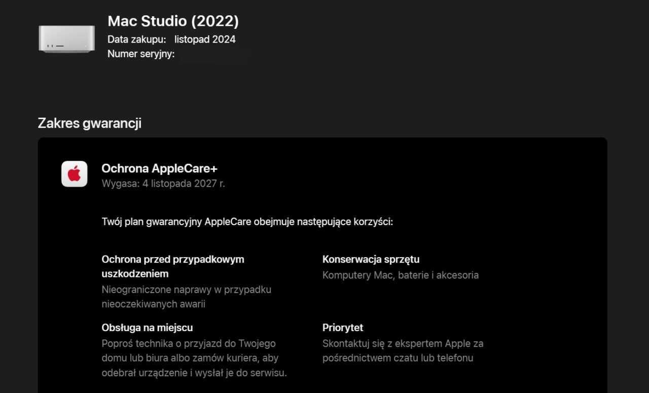 Mac Studio M1 Max 64GB, 2TB, 10-core/32-core AppleCare+ 2027