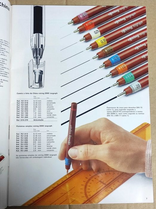 Catálogo antigo Rotring Euro Brochura 1984 / 1985 desenho técnico