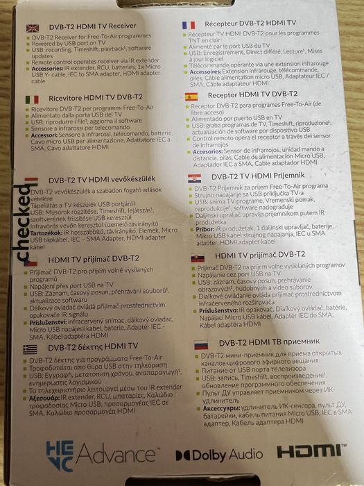 Receptor Descodificador TDT DVB T2 Strong - NOVO