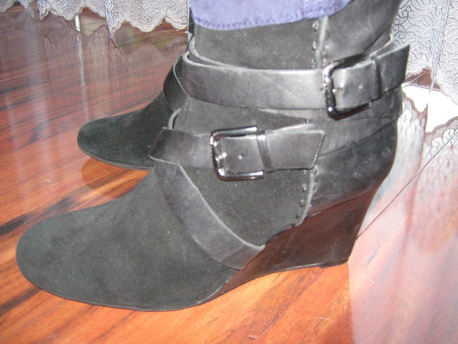 buty, botki, skóra, clarks, koturna