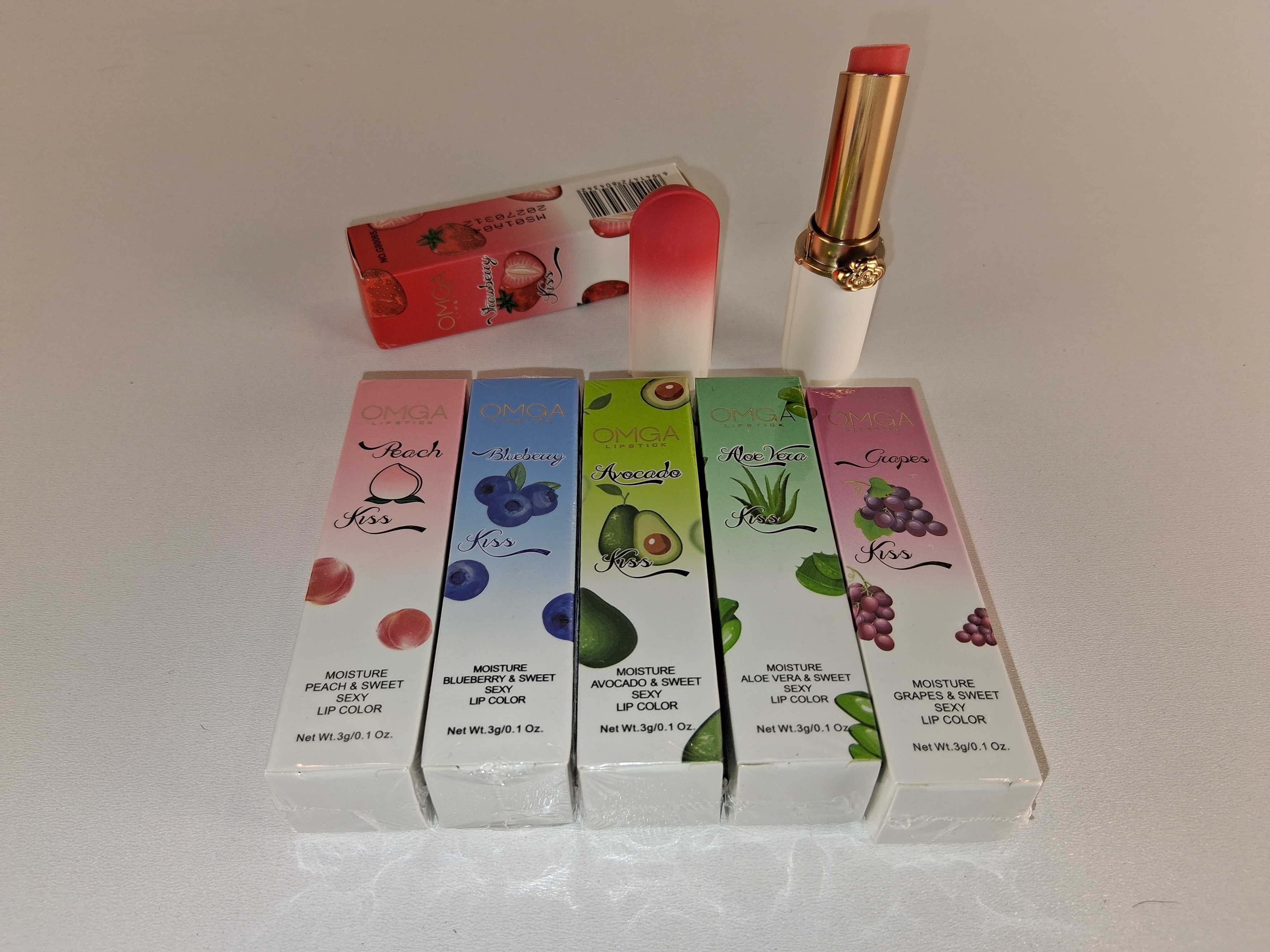 Y009 Zestaw Nawilżających Pomadek Do Ust Owoce 6 Sztuk OMG Kiss