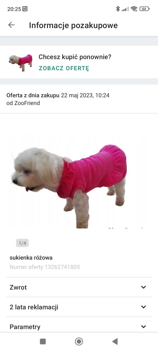 Sukienka sweterek dla psa welur