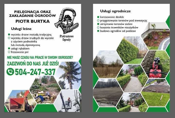 Wycinka drzew,  Rębak do gałęzi, koszenie traw, frezowanie pni