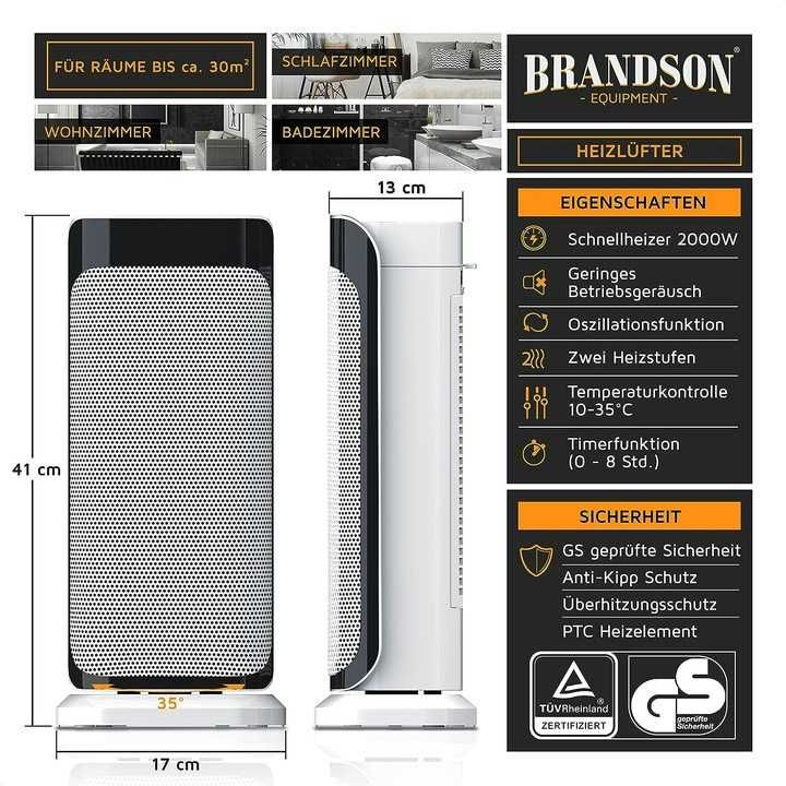 Termowentylator grzejnik klimatyzator Brandson 2000W + PILOT