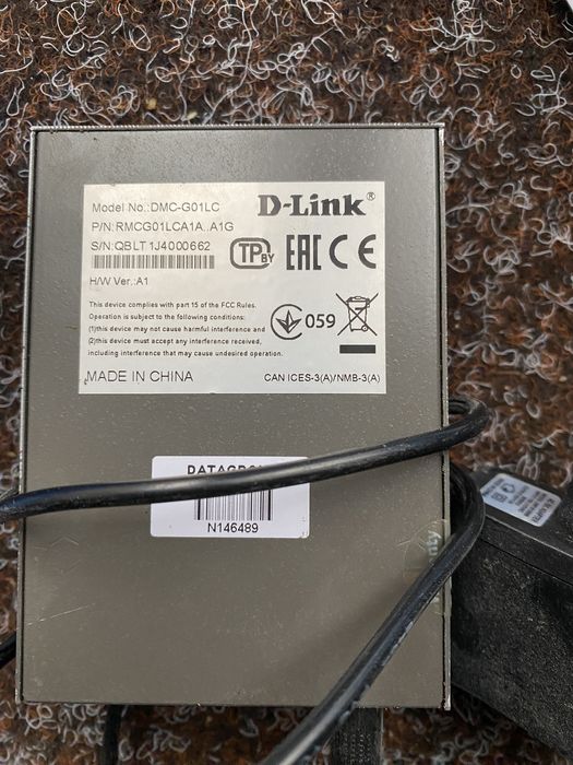 Медiаконвертер D-Link DMC-G01LC 1xGE 1xSFP 3.46Вт/5В