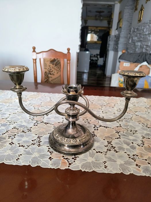 Świecznik posrebrzany