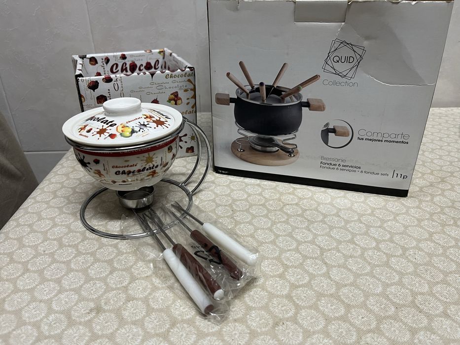 Fondue sobremesa chocolate queijo carne peixe