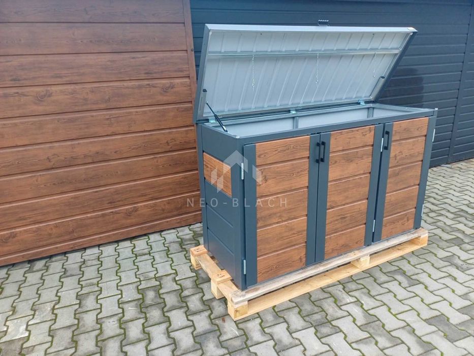 Zabudowa Koszy Na Śmieci Wiata  Obudowa 177X65X110 Cm 3X120L  Nb423
