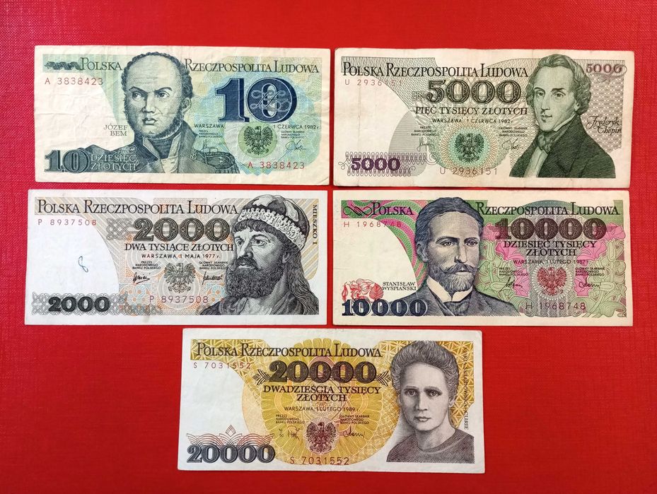 Zestaw banknotów PRL