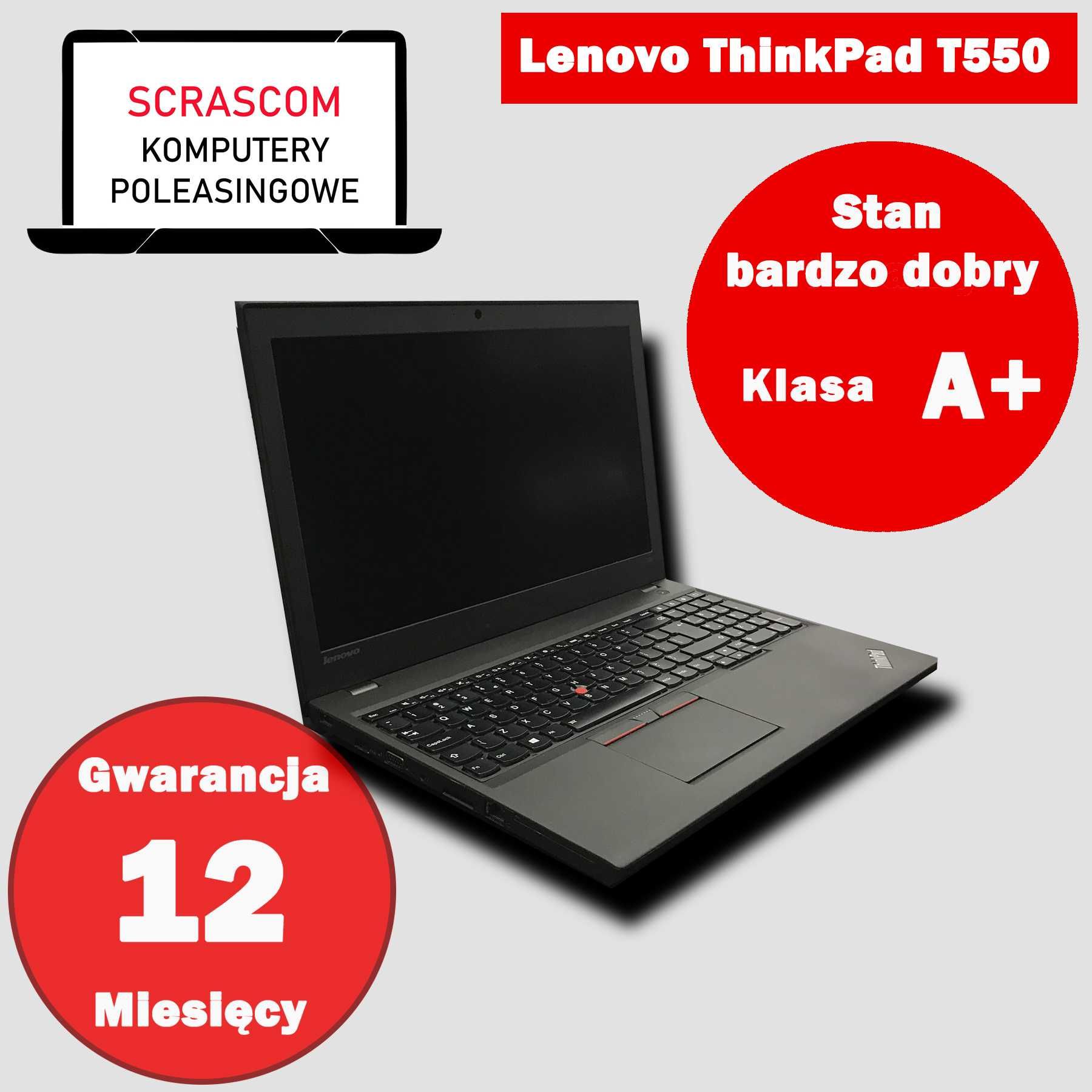 Laptop Lenovo ThinkPad T550 i7 16GB 240GB SSD Windows 10 GWAR 12msc