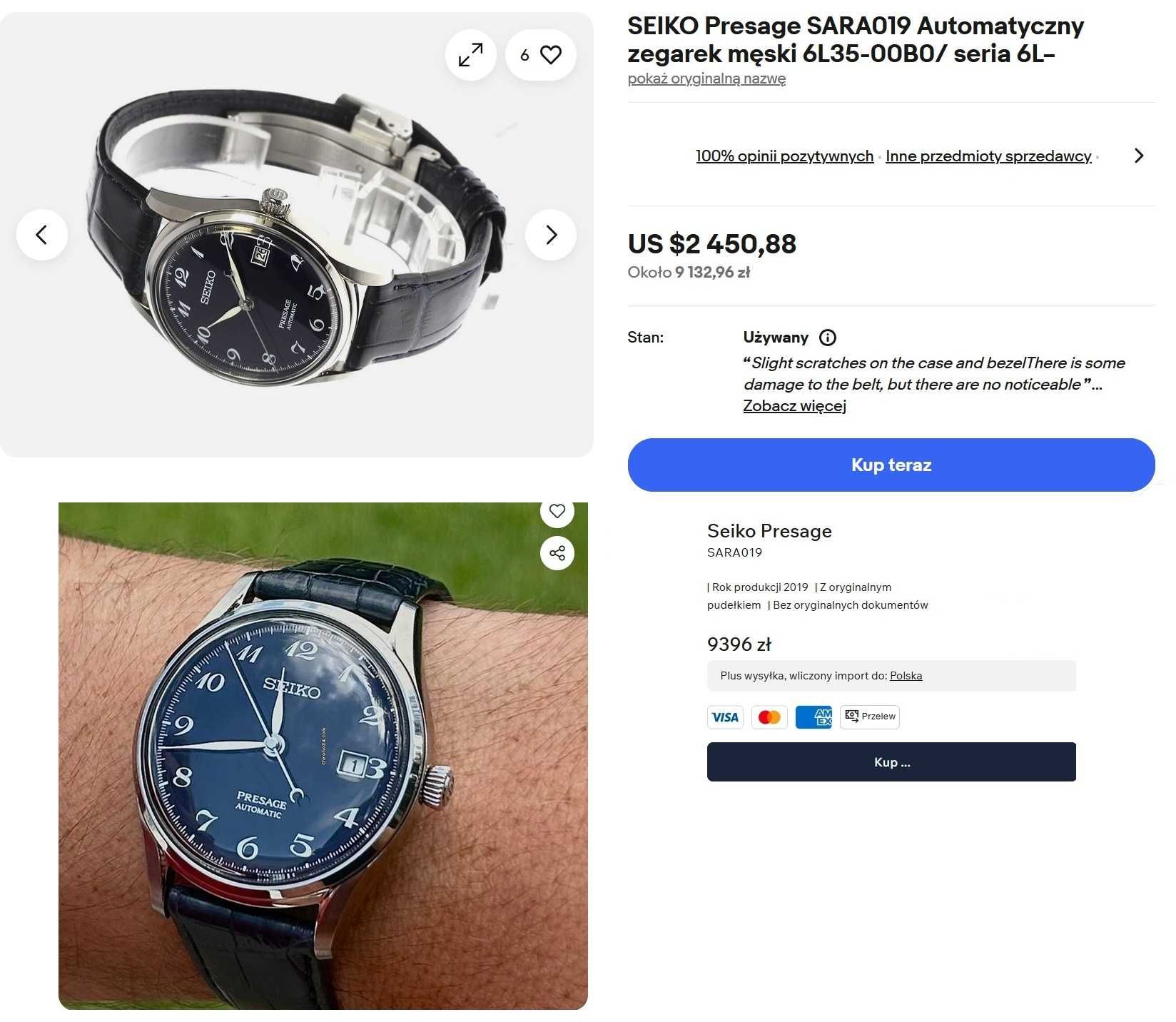 Zegarek Automatyczny Seiko Presage Automatic 26J Hardlex JAPAN Komplet