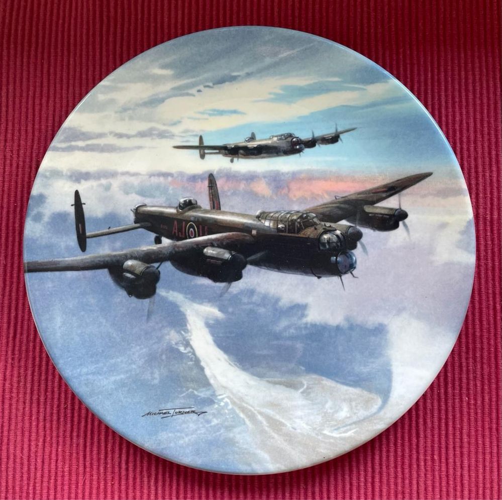 Talerz dekoracyjny, samolot, Lancasterów bomber, porcelana