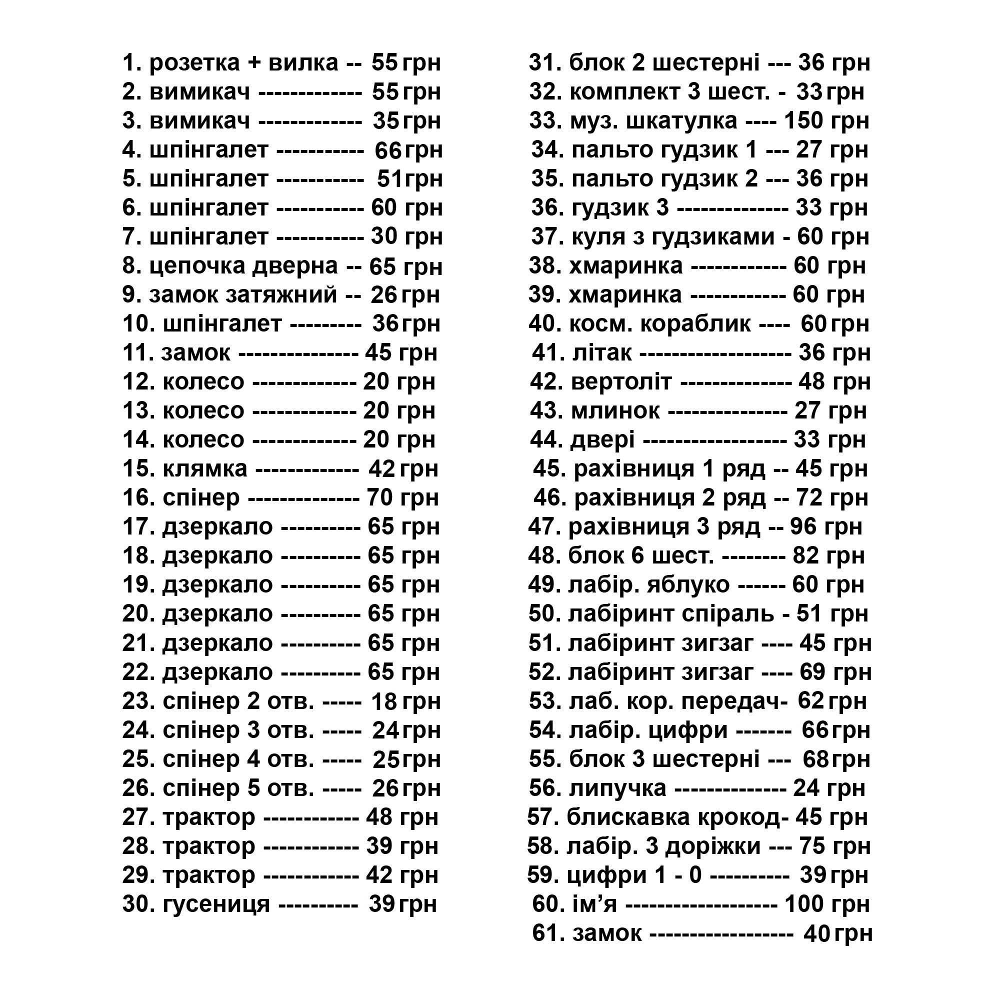 Деталі до бізіборда, Набір для бізіборда, Заготовки для бизиборда