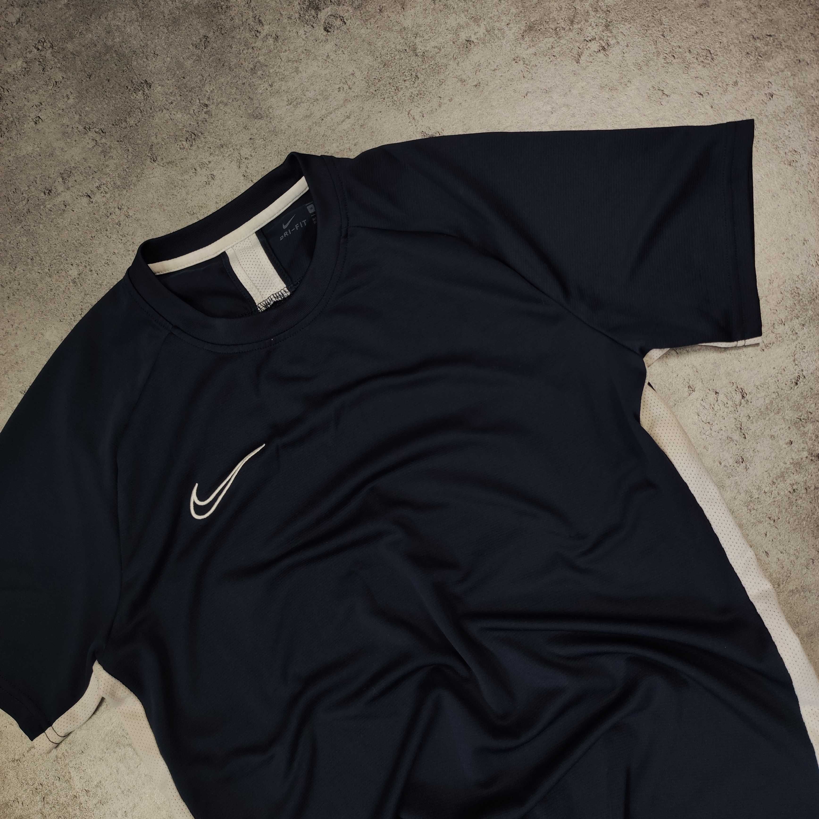 MĘSKA Koszulka Granatowa Sportowa Nike Lampas Przewiewna Trening Haft
