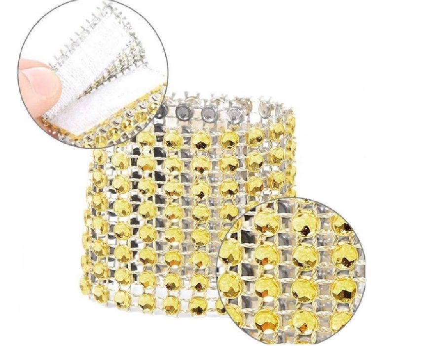 obrączki na serwetki złote diamenciki 20szt