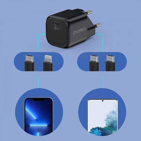 Choetech ładowarka sieciowa GaN Usb Typ C Pd 30w czarny (pd5007)