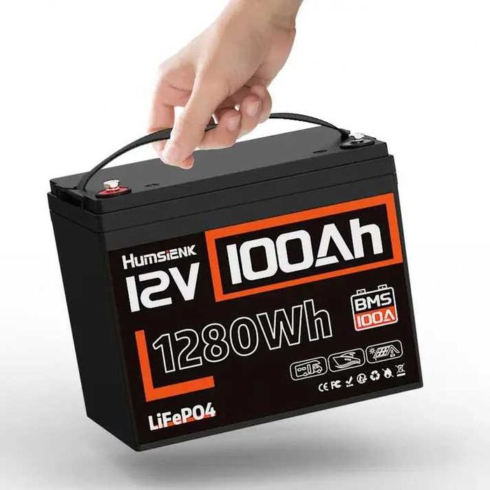 акція нова LiFePO4 батарея Humsienk 12V 100Ah (1280Wh) 6000 цикл США