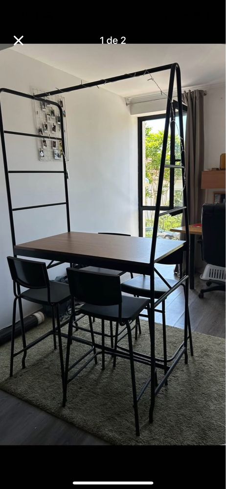 Mesa alta IKEA Håverud com conjunto de 4 cadeiras STIG