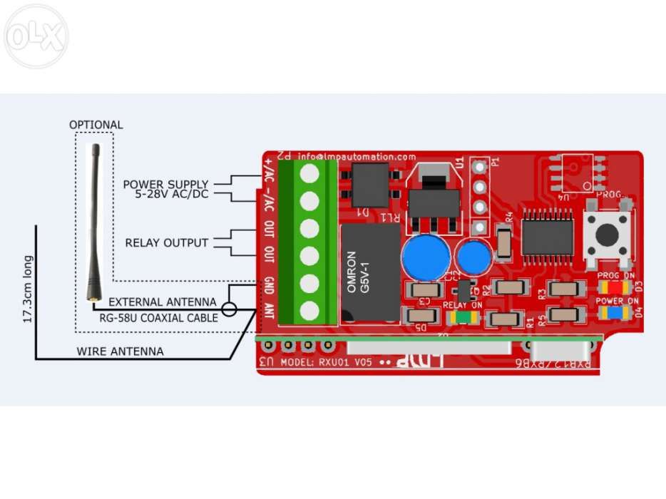 RXU01 Receptor universal automatismo portão + 2 comandos Rolling Code