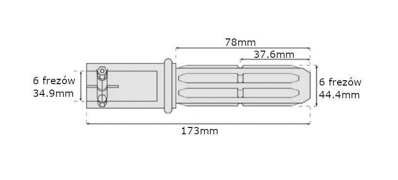Adapter redukcja wałka WOM 6 frezów 34,9mm / 6 frezów 44,4mm