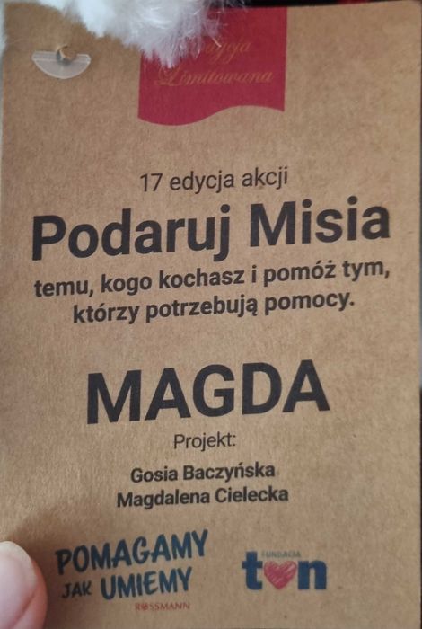 Miś TVN 2022 MAGDA Podaruj Kup Misia 17 edycja Rossmann Magdalena