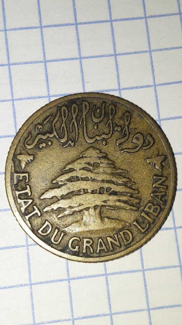 Moneta 5 piastrów 1925 rok 5 Piastres Liban Ładna