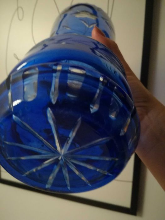 Wazon niebieski kryształowy lata 60