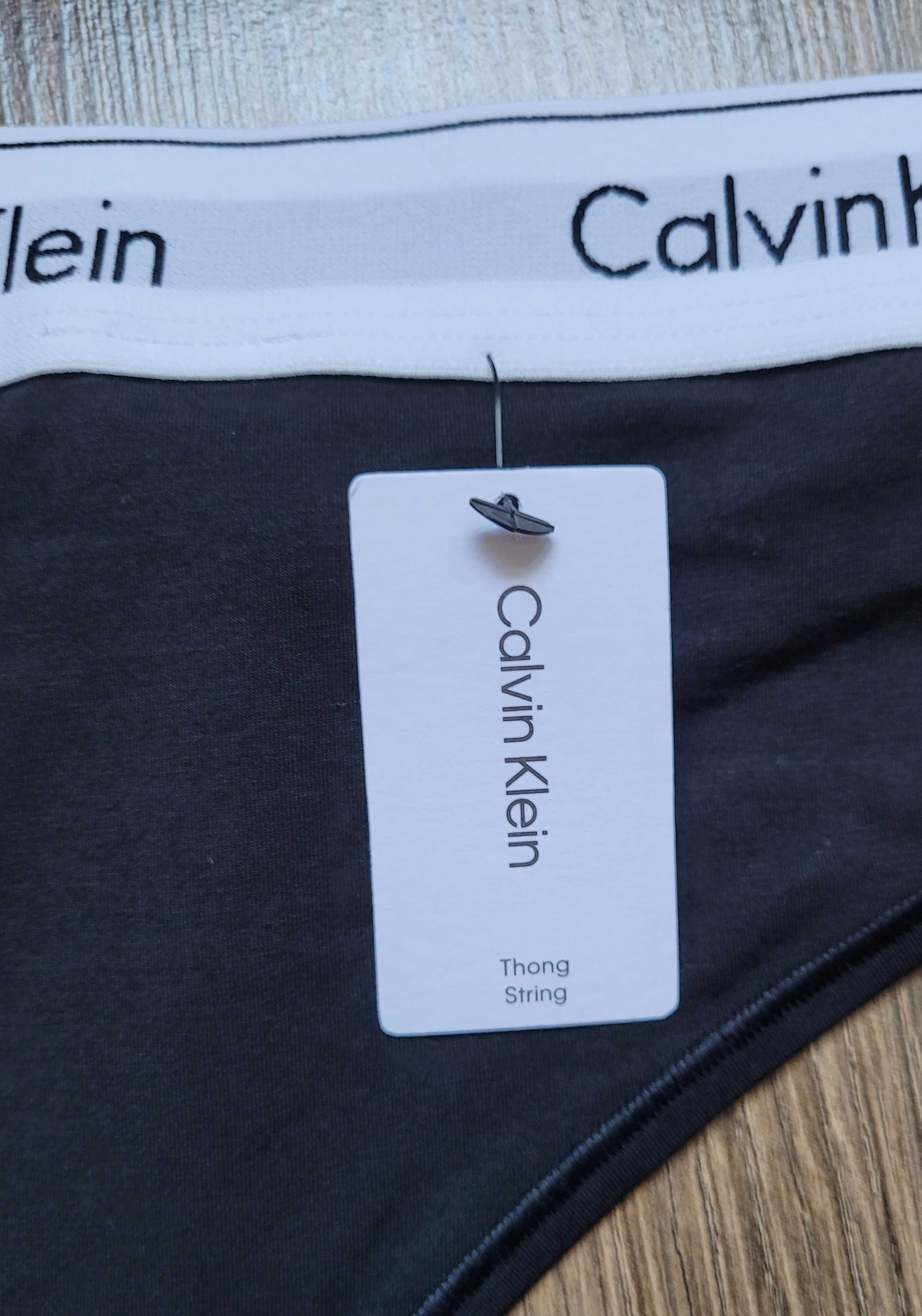 Calvin Klein Modern Thong damskie majtki stringi 3XL czarne logo NOWE