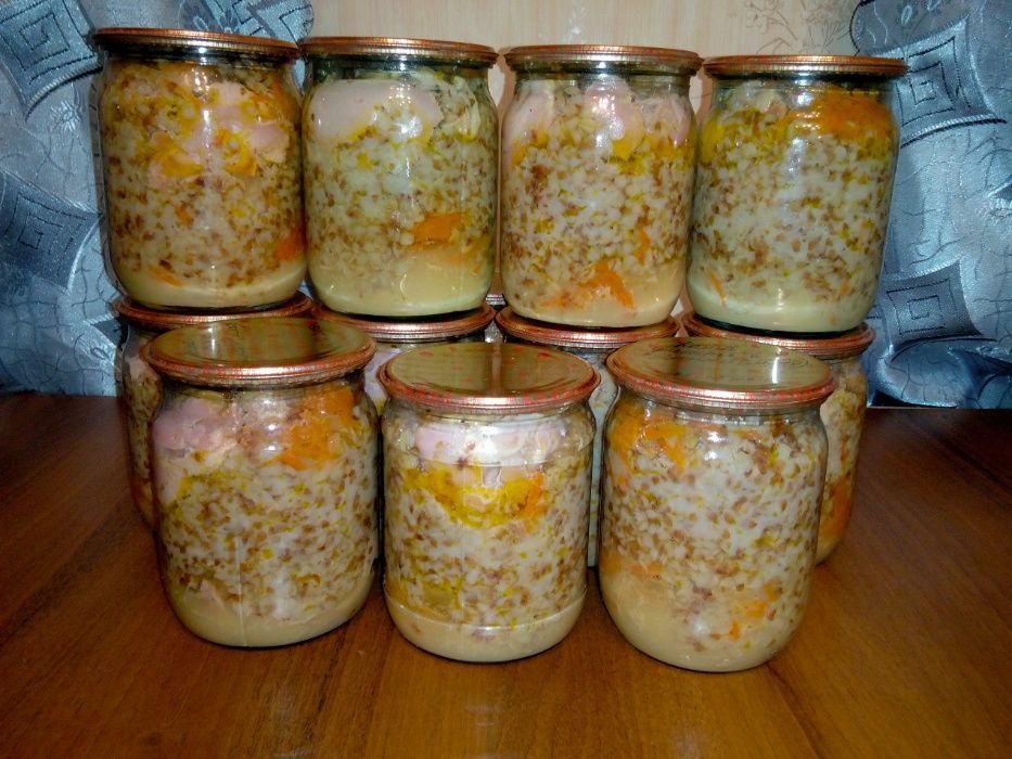 Каша гречневая с мясом курицы или свининой. Каша с мясом. Автоклав