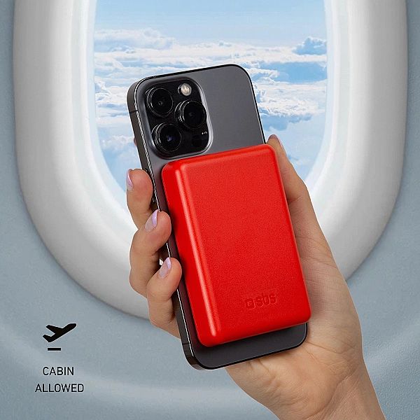 Powerbank SBS TEBB5000MAG1CR 5000 mAh kompatybilny z MagSafe - czerwon