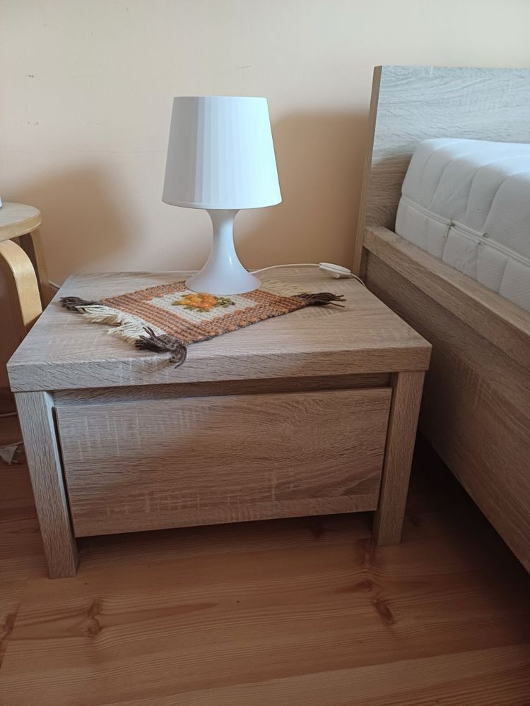 Łóżko z materacem sypialnia Kaspian + 2 szafki